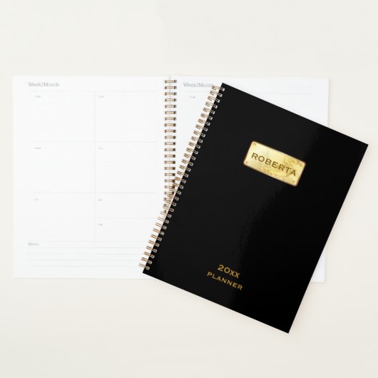 Elegant zwart en goud 2025 planner (Display)