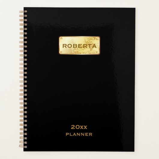 Elegant zwart en goud 2025 planner (Voorkant)