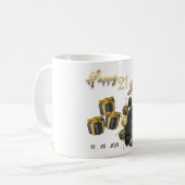 Elegant zwart en goud 21e verjaardag Mok souvenir (Voorkant links)