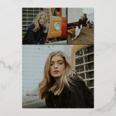 Elegant zwart en goud 3 foto afstudeer  folie uitnodiging (Achterkant)