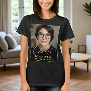 Elegant zwart en goud 40e verjaardag Party Foto T-shirt