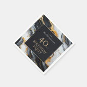 Elegant zwart en goud 40e verjaardagsfeest servet (Hoek)