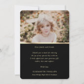 Elegant zwart en goud 4 foto Afstuderen Bedankkaart (Achterkant)