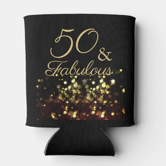 Elegant Zwart en Goud 50 en Fabulous Blikjeskoeler (Achterkant)