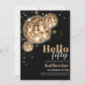 Elegant Zwart en Goud 50e Verjaardag van de vrouw Kaart (Voorkant)