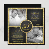 Elegant zwart en goud 50ste huwelijksjubileum kaart (Voorkant / Achterkant)