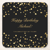 Elegant zwart en goud 50ste verjaardag kartonnen onderzetters (Voorkant)