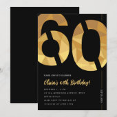 Elegant zwart en goud 60ste verjaardagsfeest kaart (Voorkant / Achterkant)