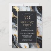 Elegant zwart en goud 70e verjaardag uitnodiging (Voorkant)