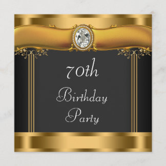 Elegant zwart en goud 70ste verjaardagsfeest kaart
