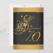 Elegant zwart en goud 70ste verjaardagsfeest kaart (Voorkant)