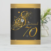 Elegant zwart en goud 70ste verjaardagsfeest kaart (Staand voorkant)