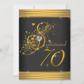 Elegant zwart en goud 70ste verjaardagsfeest kaart (Voorkant)