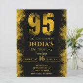 Elegant zwart en goud 95e verjaardagsfeestje kaart (Staand voorkant)