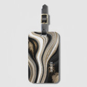 Elegant zwart en goud abstract monogram, lugg bagagelabel (Voorkant (verticaal))