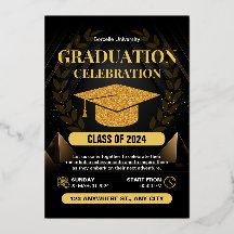 Elegant Zwart en Goud Afstuderen Celebration