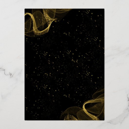 Elegant Zwart en Goud Afstuderen Celebration Folie Uitnodiging (Achterkant)