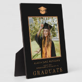 Elegant zwart en goud afstuderen foto afstuderen fotoplaat (Zijkant)