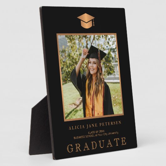 Elegant zwart en goud afstuderen foto afstuderen fotoplaat (Zijkant)