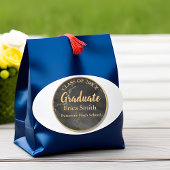 Elegant zwart en goud Afstuderen gunst Ronde Sticker