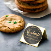 Elegant zwart en goud Afstuderen gunst Ronde Sticker