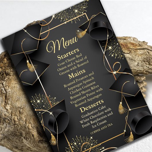 Elegant zwart en goud Afstuderen Kaart
