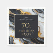 Elegant zwart en goud agaat 70e verjaardagsfeest servet (Voorkant)