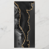 Elegant Zwart en Goud Agaat Donker Bruiloft Menu (Achterkant)