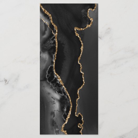 Elegant Zwart en Goud Agaat Donker Bruiloft Menu (Achterkant)