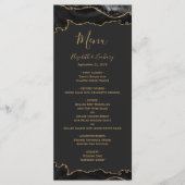 Elegant Zwart en Goud Agaat Donker Bruiloft Menu (Voorkant)