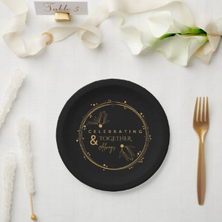 Elegant zwart en goud "altijd samen vieren" papieren bordje