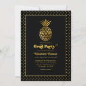 Elegant zwart en goud ananas afstudeerfeest kaart (Voorkant)