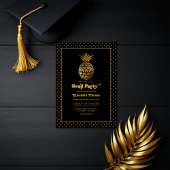 Elegant zwart en goud ananas afstudeerfeest kaart