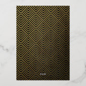 Elegant zwart en goud art deco afstudeerfeest folie uitnodiging (Achterkant)
