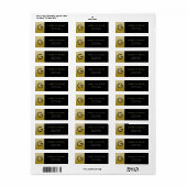 Elegant Zwart en Goud Art Deco Retouradres Etiket (Full Sheet)