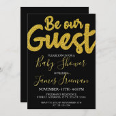 Elegant Zwart en Goud Baby shower Kaart (Voorkant / Achterkant)