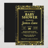 Elegant Zwart en Goud Baby shower Kaart (Voorkant / Achterkant)