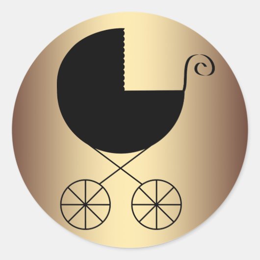 Elegant Zwart en Goud Baby shower Ronde Sticker (Voorkant)