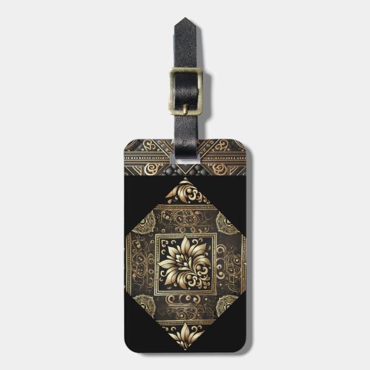 Elegant zwart en goud  Bagagelabel (Voorkant verticaal)