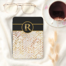 Elegant zwart en goud baksteenontwerp met monogram