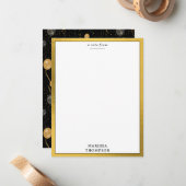 Elegant zwart en goud ballonnen feest notitiekaartje (Voorkant / Achterkant in situ)