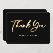 Elegant Zwart en Goud Bedankkaart (Voorkant / Achterkant)