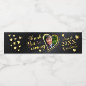 Elegant zwart en goud Bedankt 2025 Afstuderen Waterfles Etiket (Enkel label)