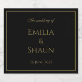 Elegant Zwart en Goud Bier Bruiloft Label Bier Etiket (Enkel label)