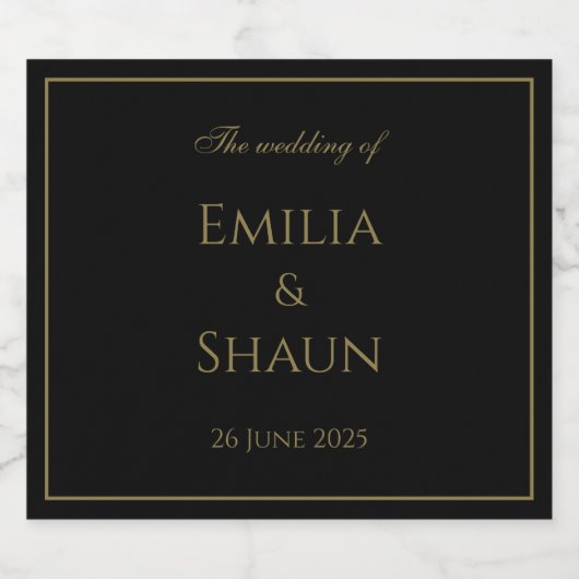 Elegant Zwart en Goud Bier Bruiloft Label Bier Etiket (Enkel label)