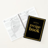 Elegant Zwart en Goud Blank Recept Boek met Naam (Binnen)