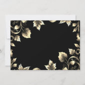 Elegant Zwart en Goud Bloemen Bruiloft Bedankkaart (Achterkant)