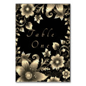 Elegant Zwart en Goud Bloemen Bruiloft Kaart (Voorkant)