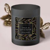 Elegant zwart en goud Bloemen Chic Product Jar Lab Vierkante Sticker