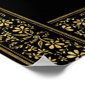 Elegant  Zwart en Goud Bloemen Lijst Foto Poster (Hoek)